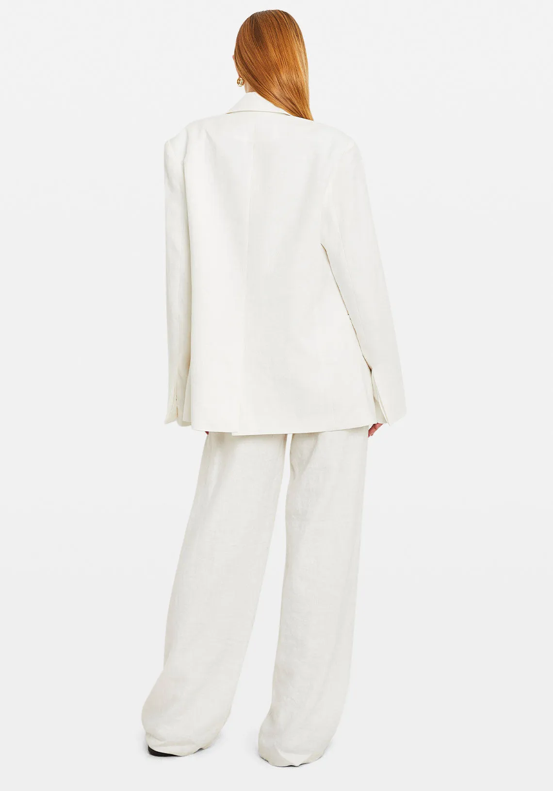 OVERSIZED LINEN BLAZER WHITE