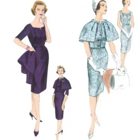 PDF - 1960s Pattern, Vogue Midi Dress & Capelet -  Bust 34" (86cm) - Download