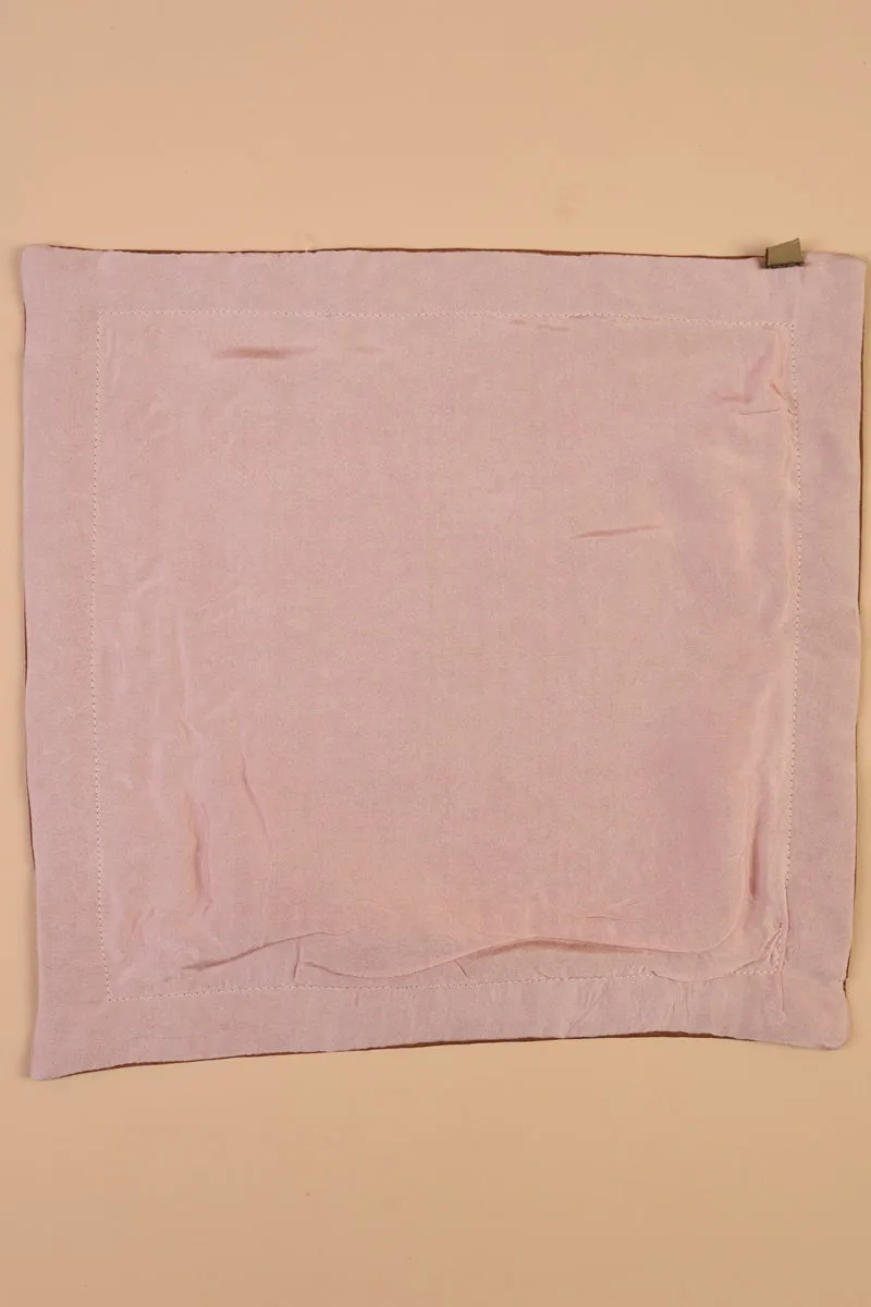 Peach Pocket Square With Embroidered Border