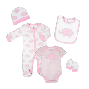Pink Elephant Bodysuit Set