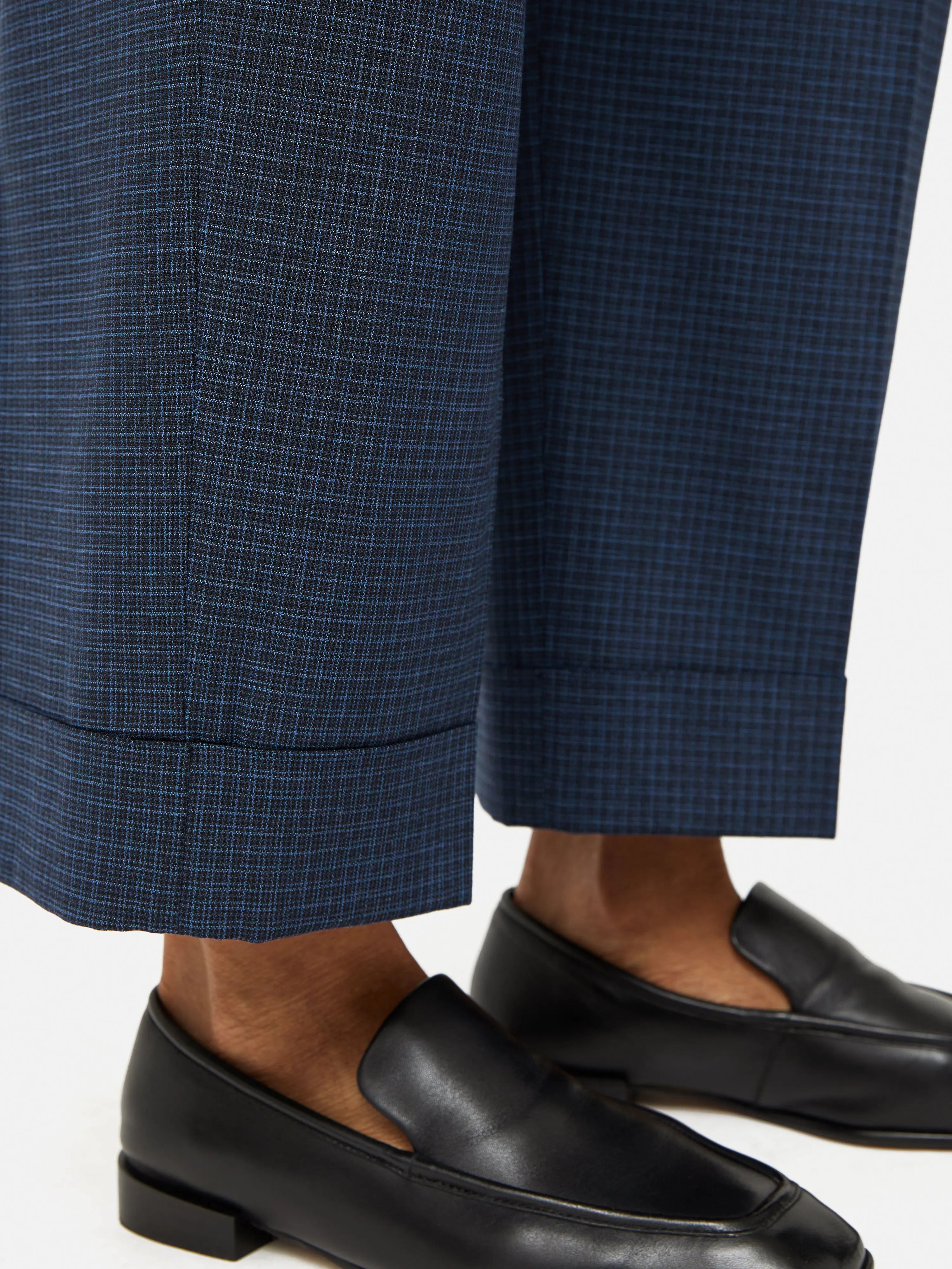 Pleated Crop Turn Up Trouser | Navy