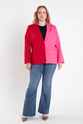 Plus Size Color Block Blazer