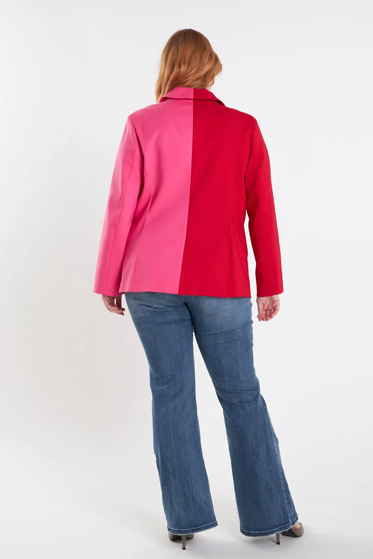 Plus Size Color Block Blazer