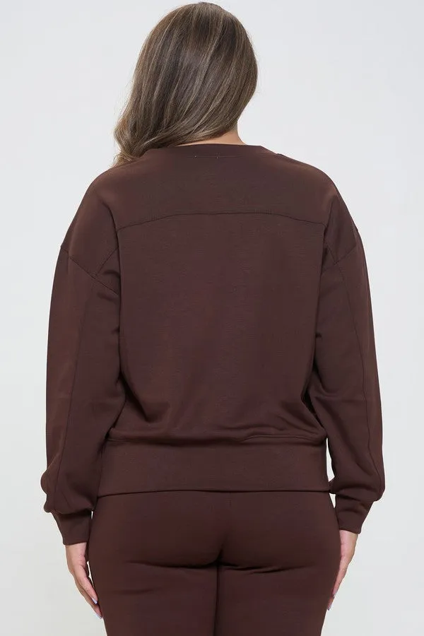 Plus Size Women’s Soft Scuba Pullover Sweater