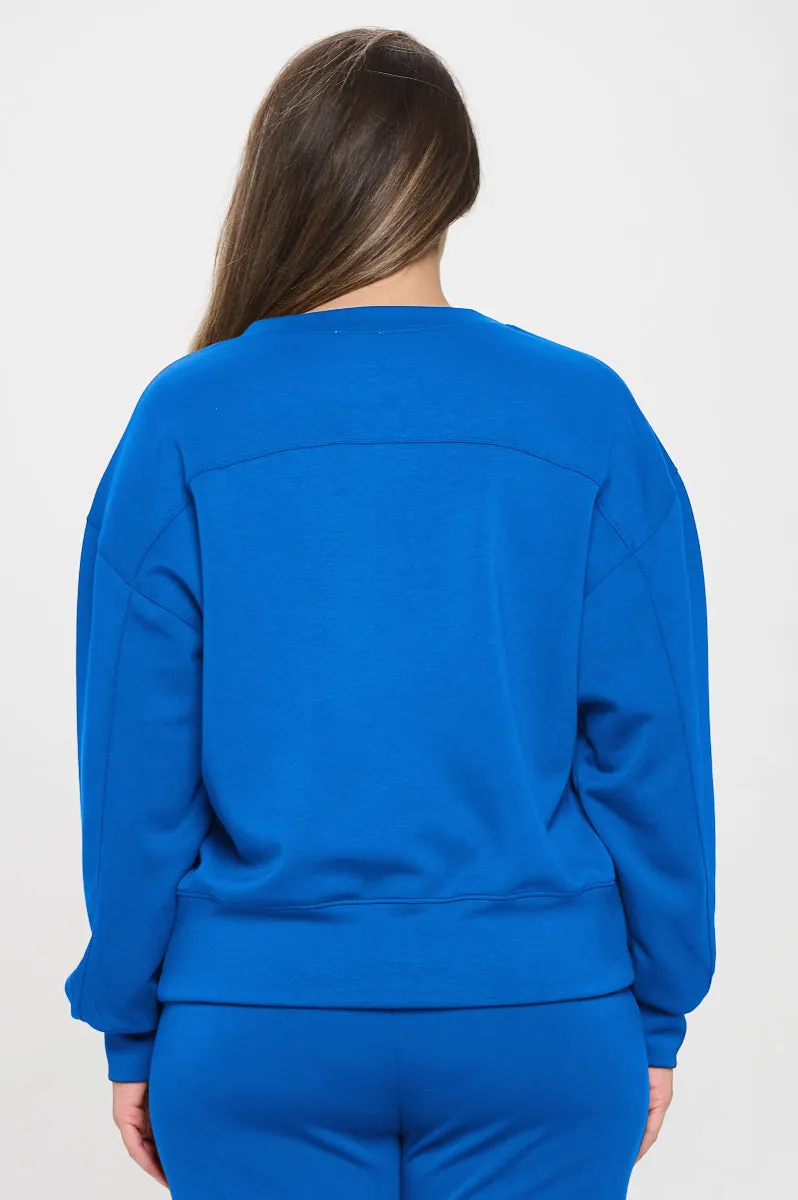 Plus Size Women’s Soft Scuba Pullover Sweater