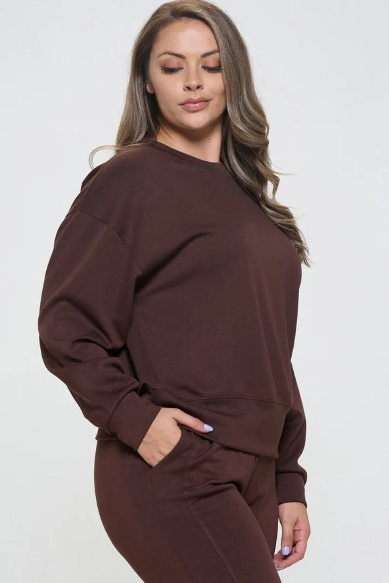 Plus Size Women’s Soft Scuba Pullover Sweater