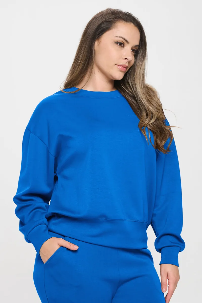 Plus Size Women’s Soft Scuba Pullover Sweater