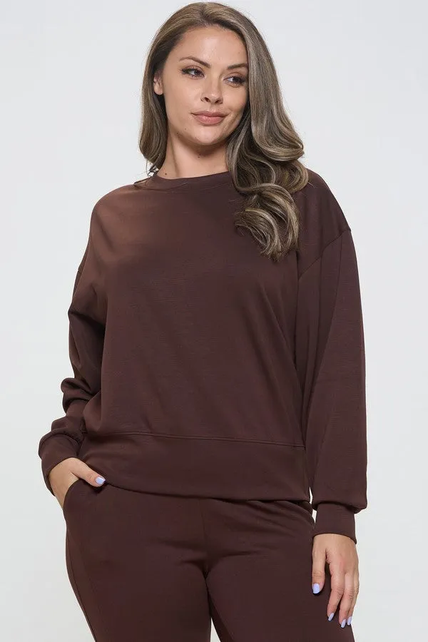 Plus Size Women’s Soft Scuba Pullover Sweater