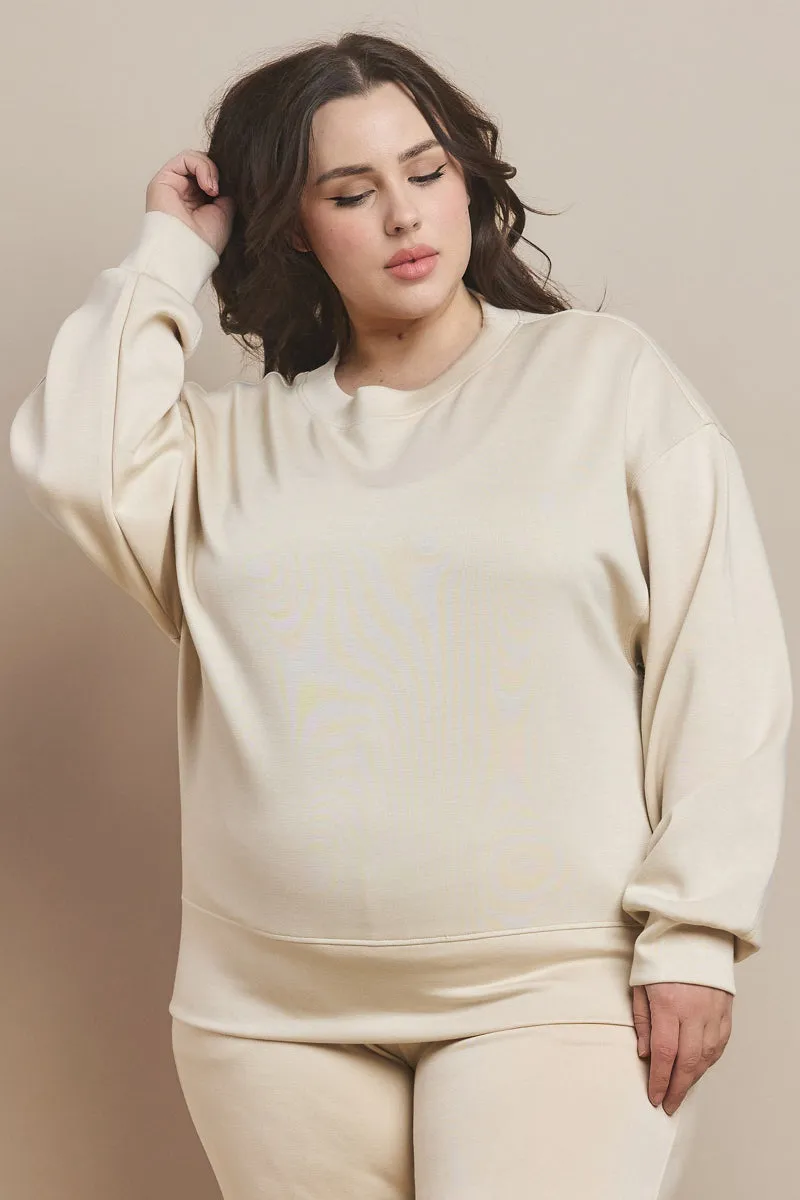 Plus Size Women’s Soft Scuba Pullover Sweater