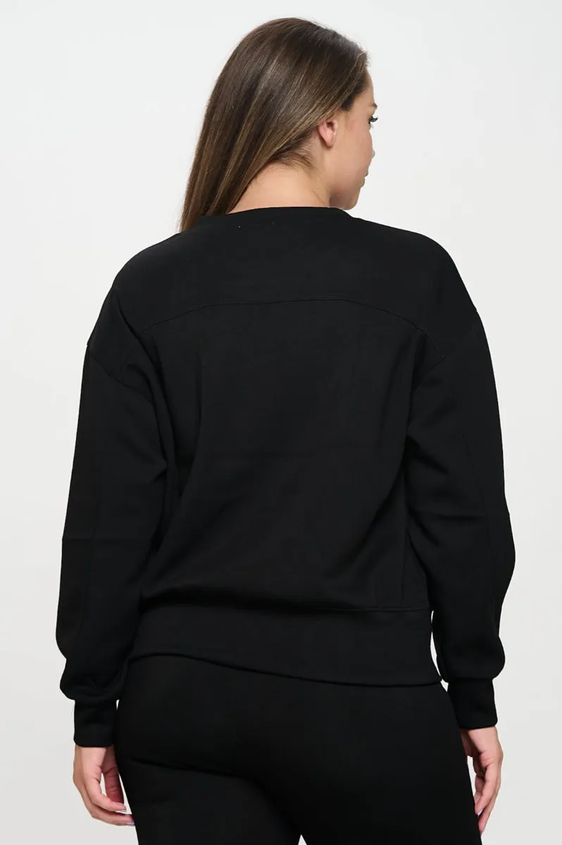 Plus Size Women’s Soft Scuba Pullover Sweater
