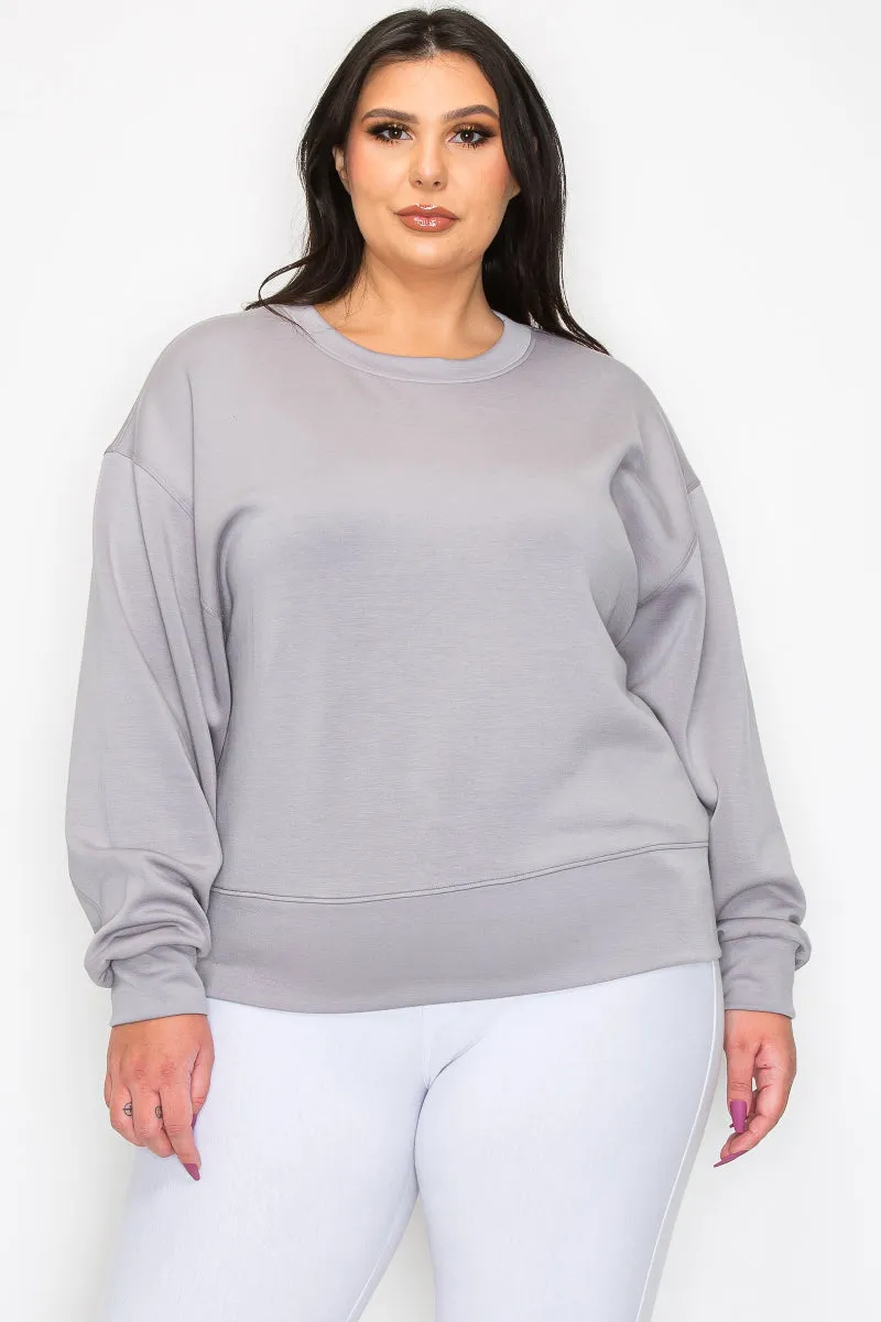 Plus Size Women’s Soft Scuba Pullover Sweater
