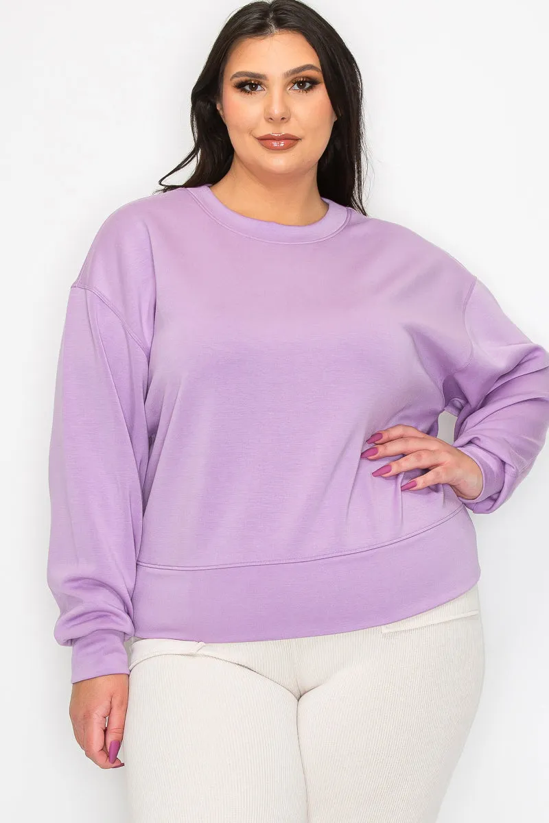 Plus Size Women’s Soft Scuba Pullover Sweater