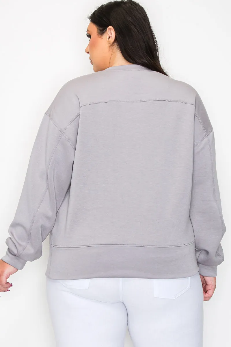 Plus Size Women’s Soft Scuba Pullover Sweater