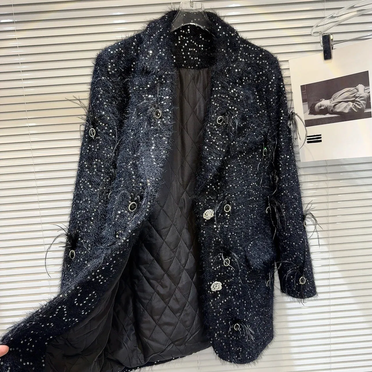 Pre Order:  Downy Sequined Woolen Blazer