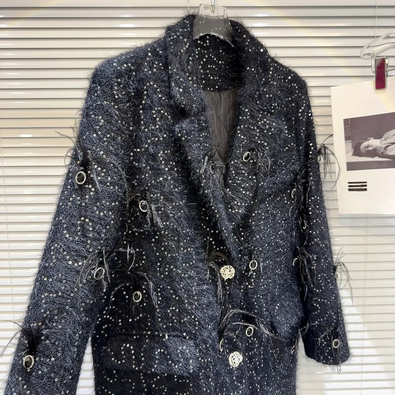 Pre Order:  Downy Sequined Woolen Blazer