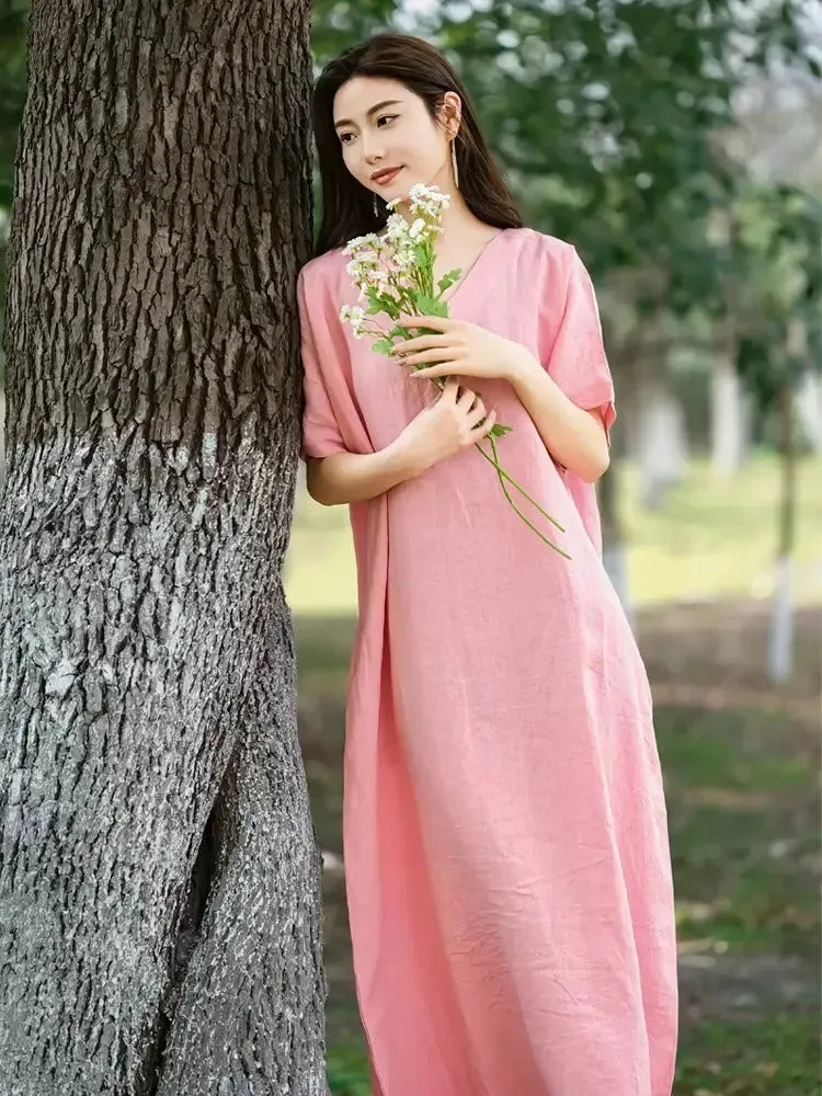 Prom dresses - Loose Fit A-Line Summer Pink Robe