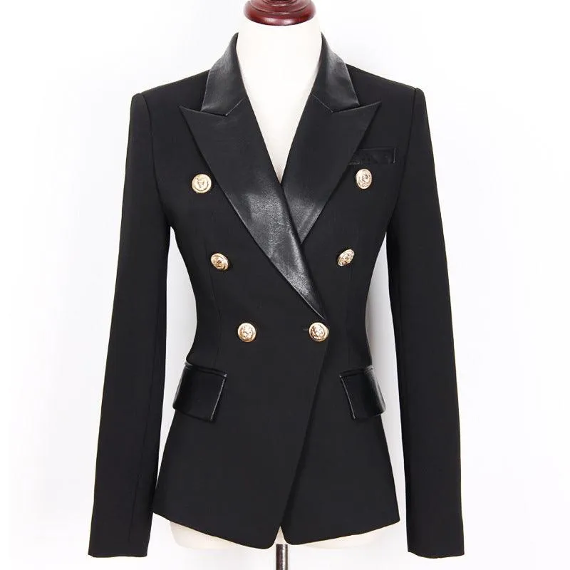 PU leather stitching suit jacket