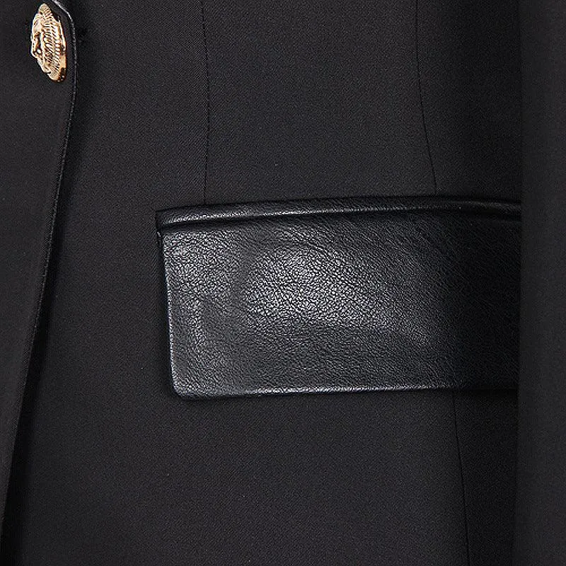 PU leather stitching suit jacket
