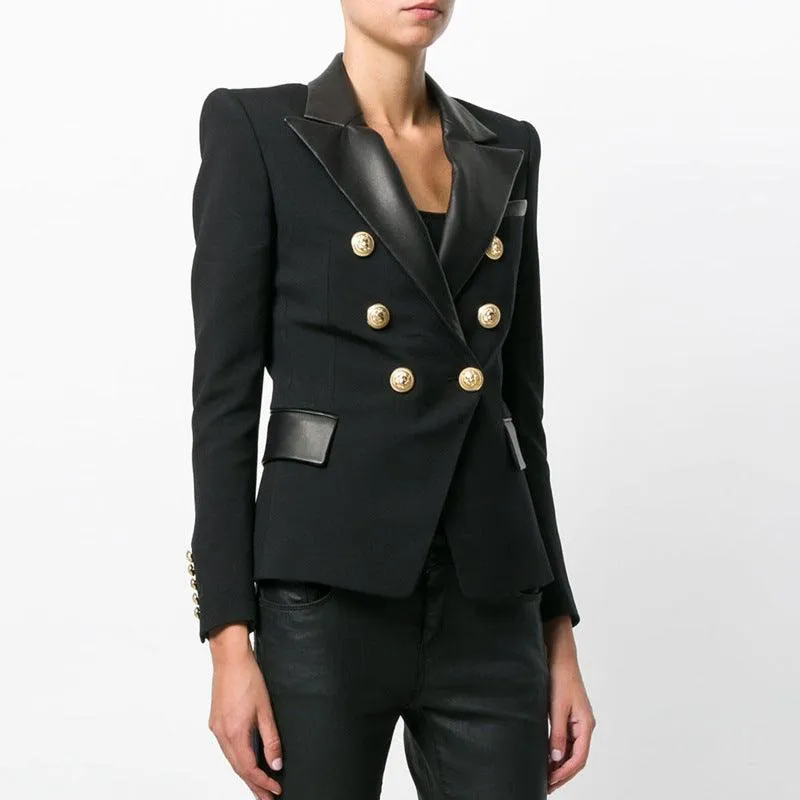 PU leather stitching suit jacket