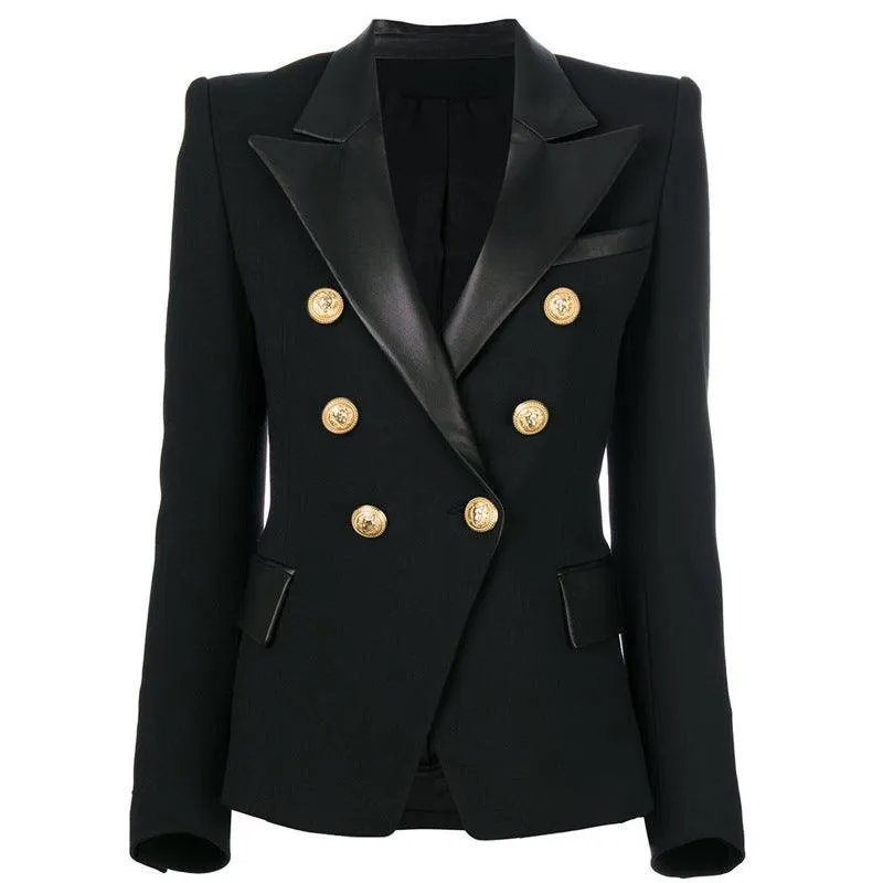 PU leather stitching suit jacket