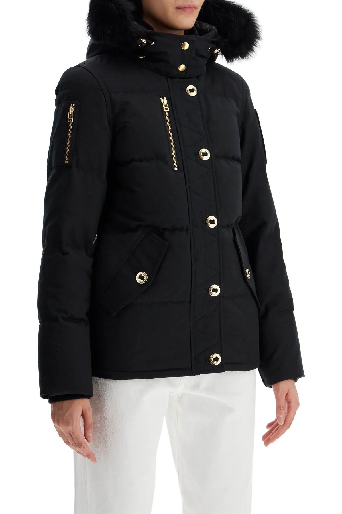 "3q canvas down jacket with shear