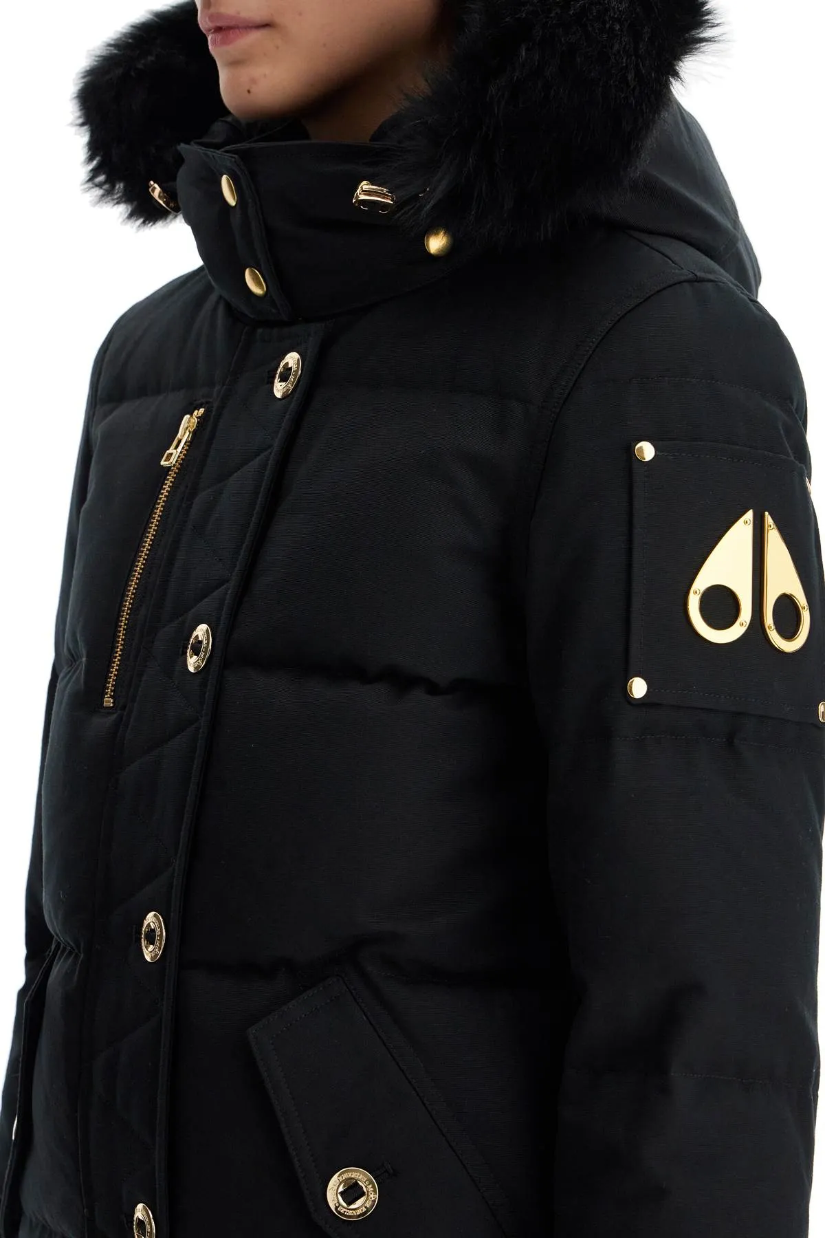"3q canvas down jacket with shear
