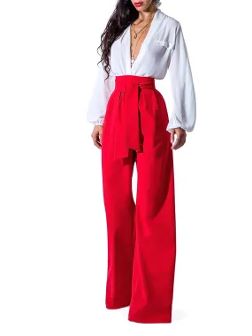 "Paris" Belted High Waist Wide Leg Pants