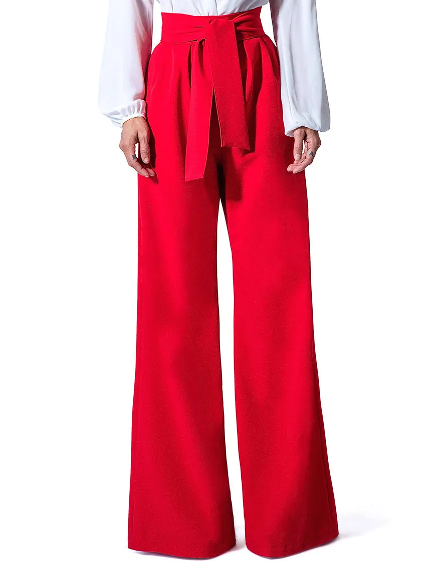"Paris" Belted High Waist Wide Leg Pants