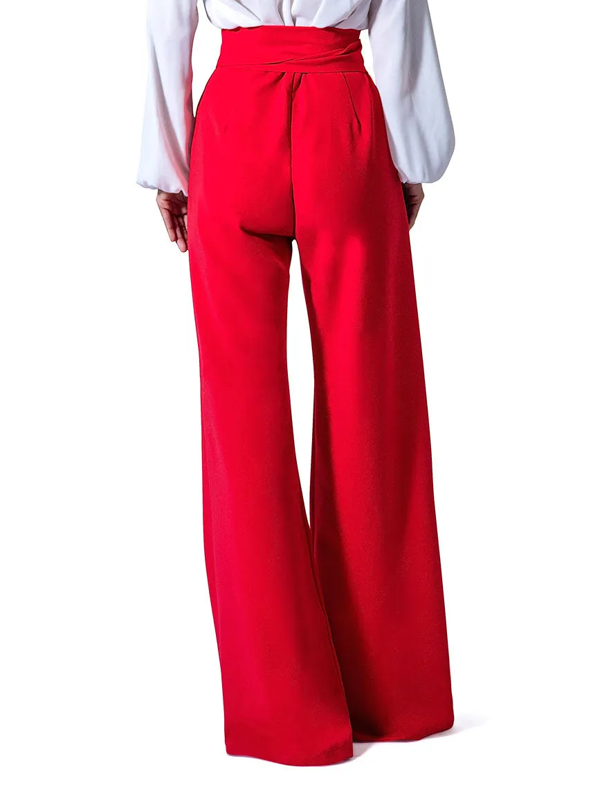 "Paris" Belted High Waist Wide Leg Pants