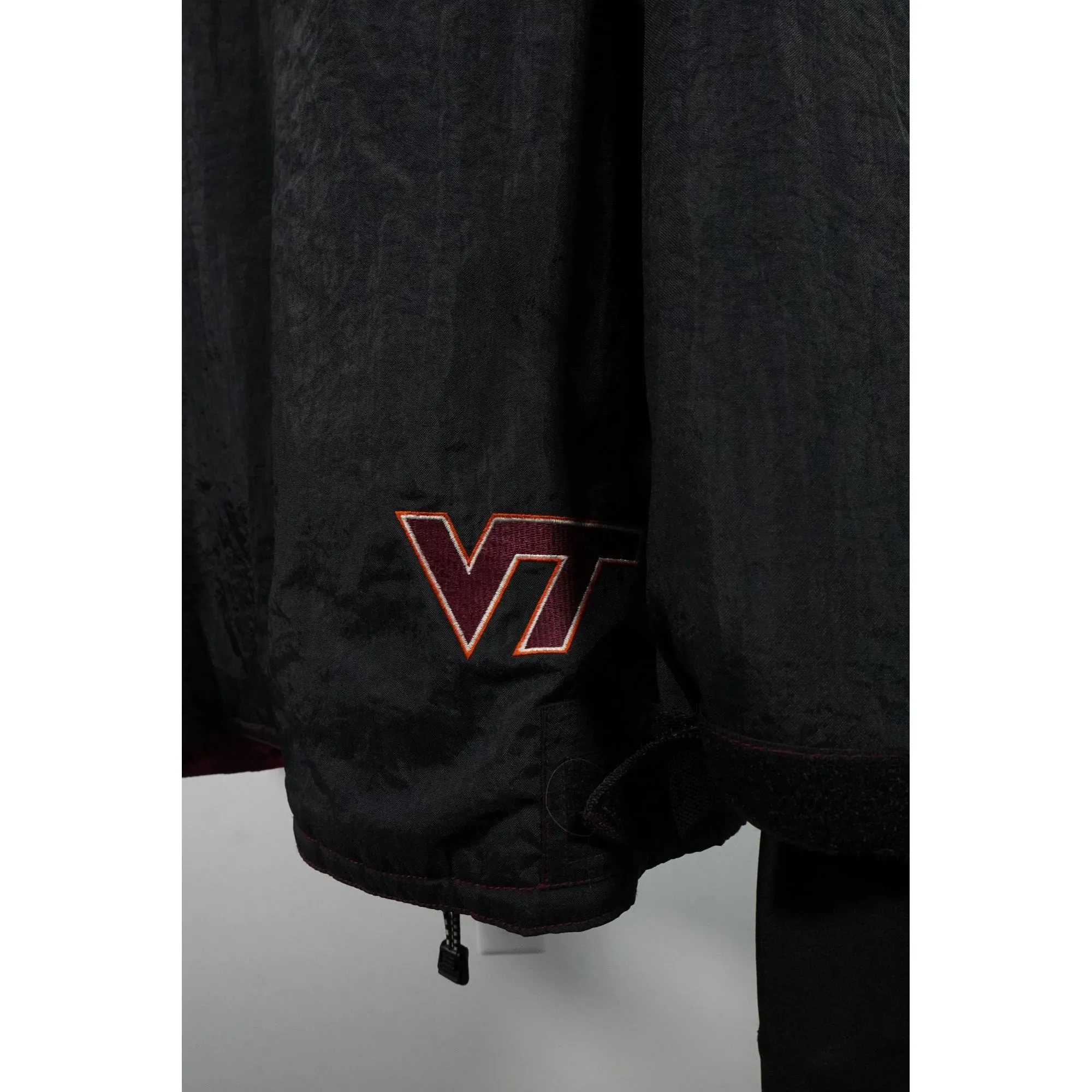 "Retail" Vintage Champion VT Virginia Tech Snap/Full Zip Puffer Jacket Black/Maroon XL