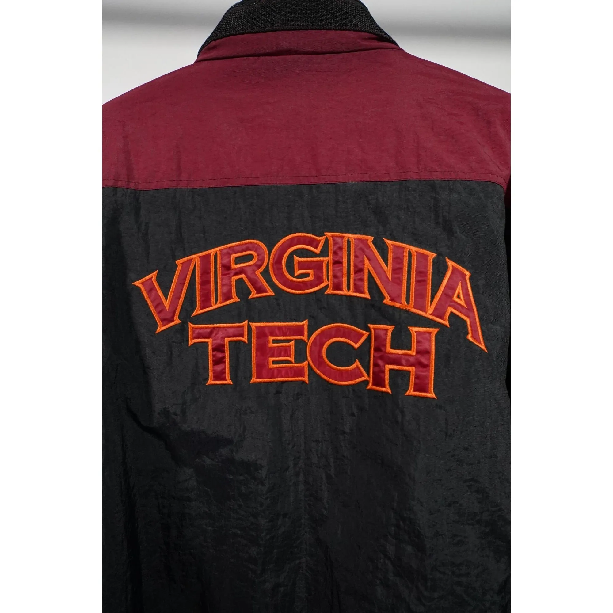 "Retail" Vintage Champion VT Virginia Tech Snap/Full Zip Puffer Jacket Black/Maroon XL