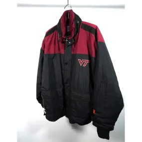"Retail" Vintage Champion VT Virginia Tech Snap/Full Zip Puffer Jacket Black/Maroon XL