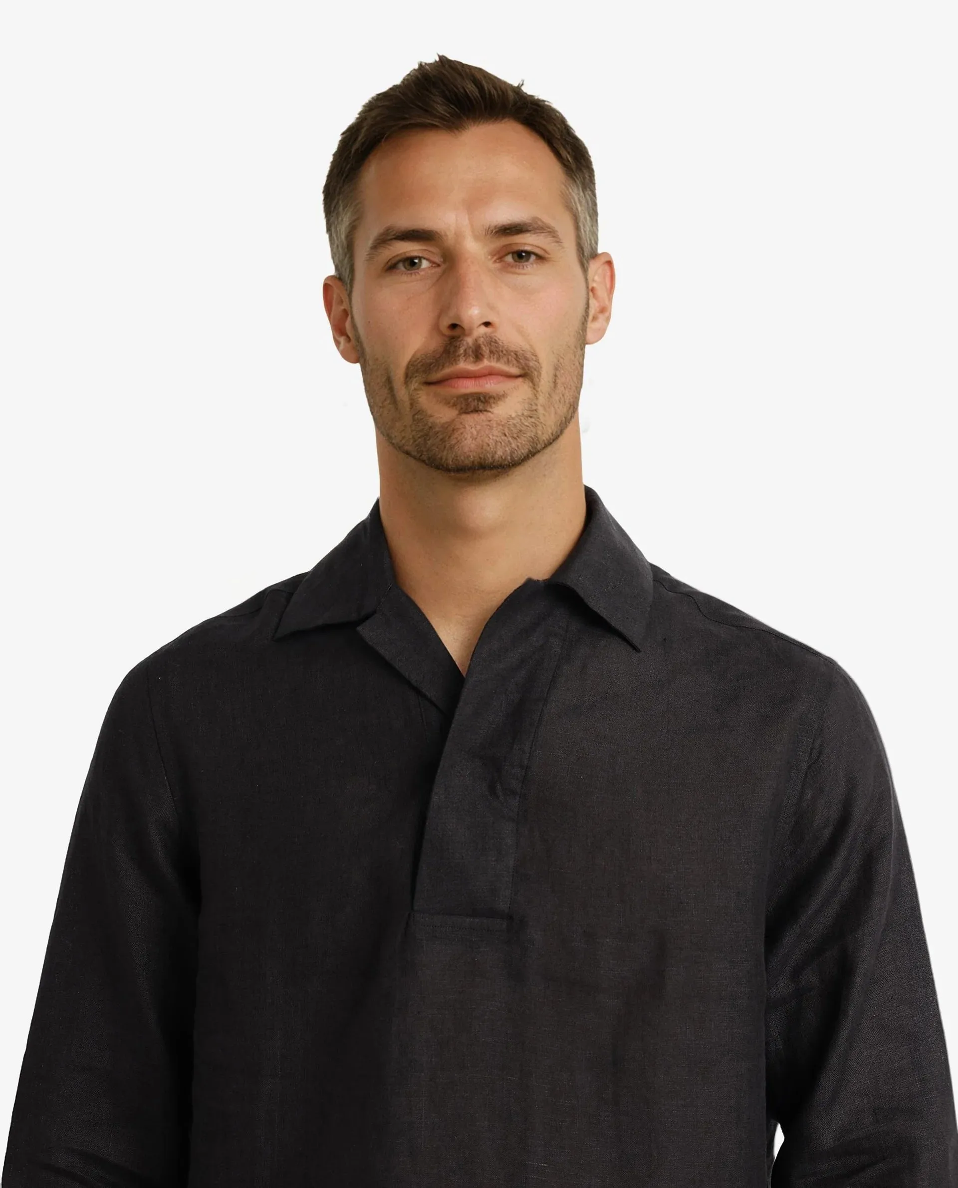 Rare Rabbit Men Figh Black Full Sleeve Broad Collar Button Closure Regular Fit Plain Shirt