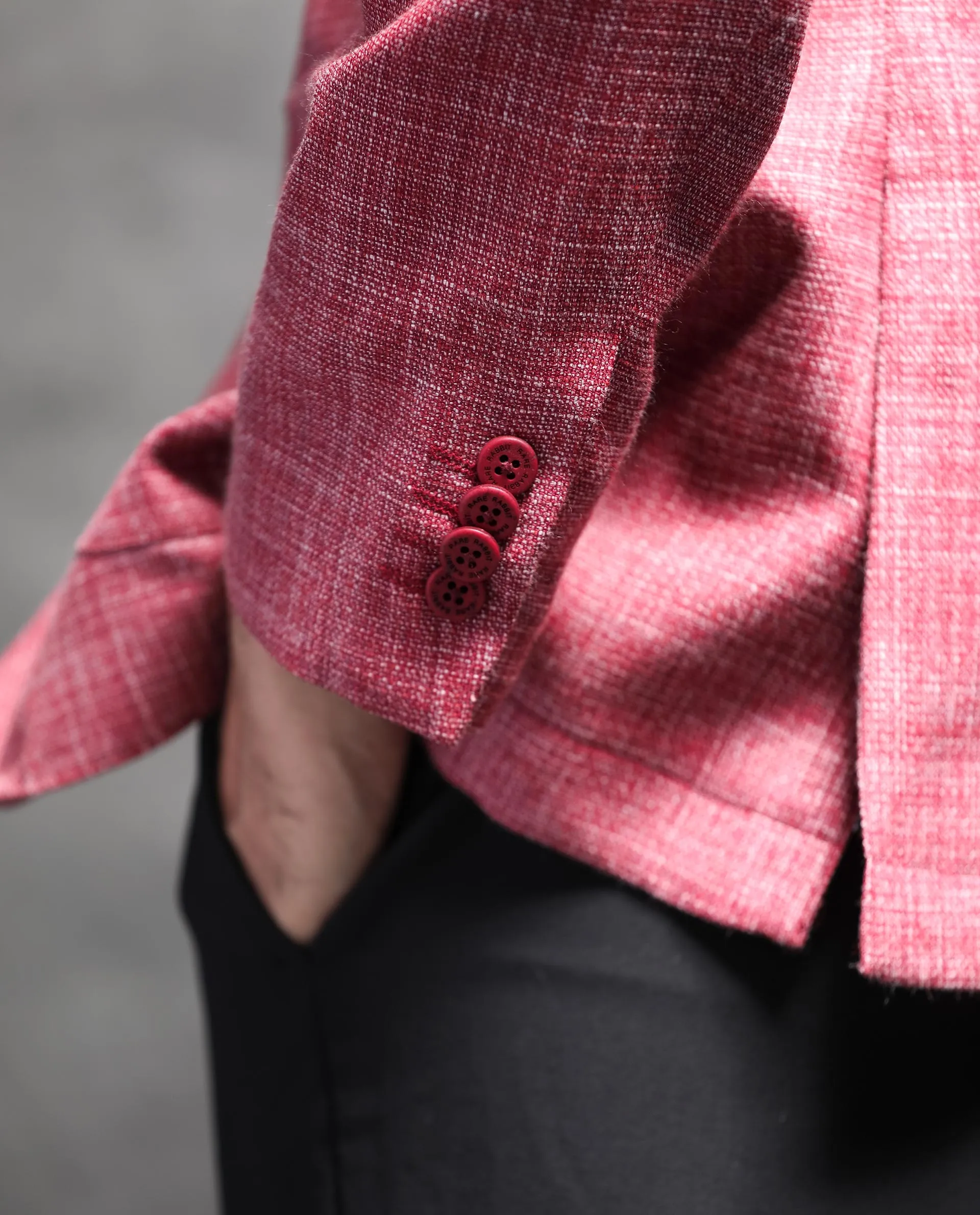 Rare Rabbit Men's Drew Red Polyester Viscose Fabric Notch Lapel Single Breasted Tailored Fit Textured Blazer