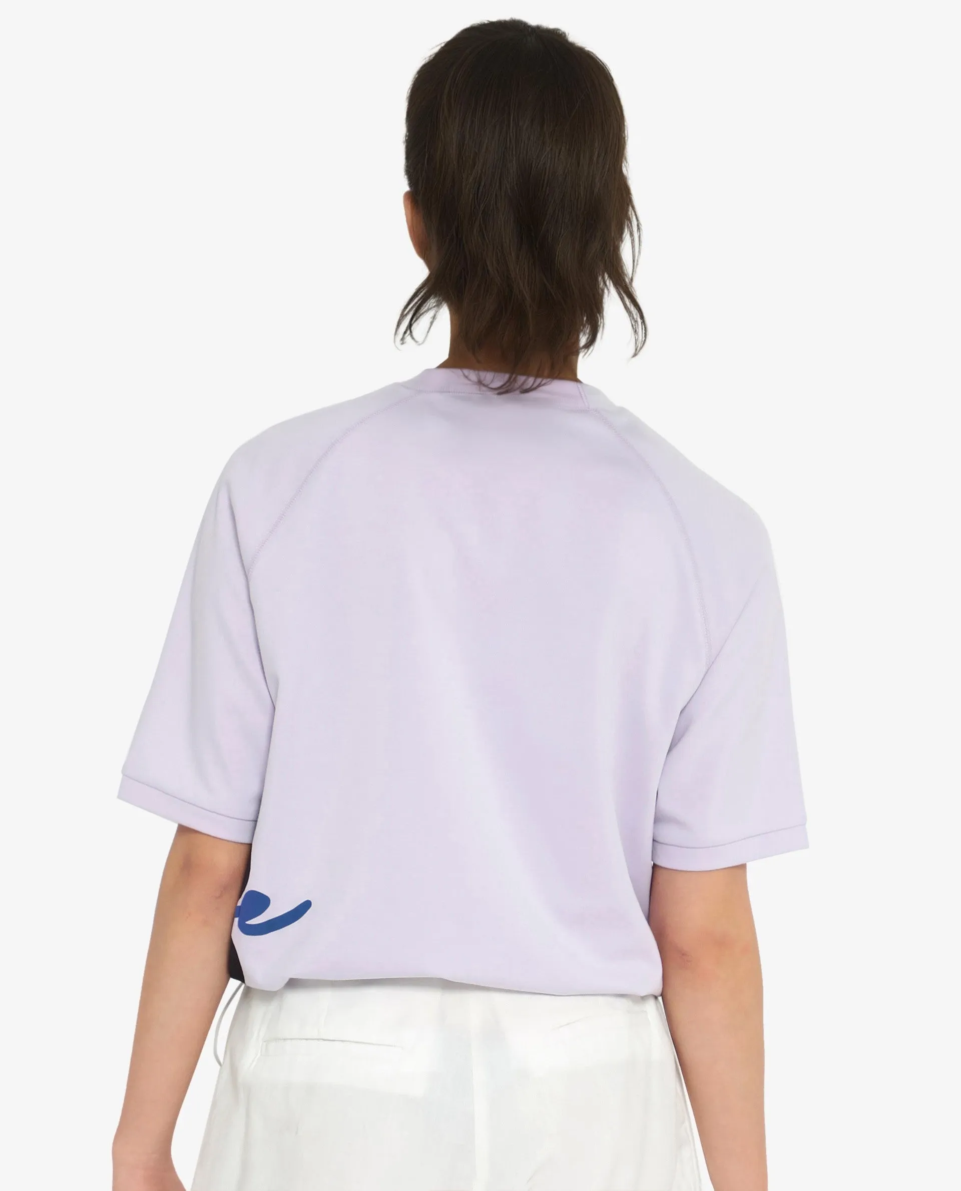 Rareism Women Marco Pastel Purple Cotton Lycra Fabric Short Sleeve Crew Neck Graphic Print T-Shirt