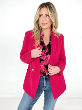Rose Wavy Collar Single Button Blazer