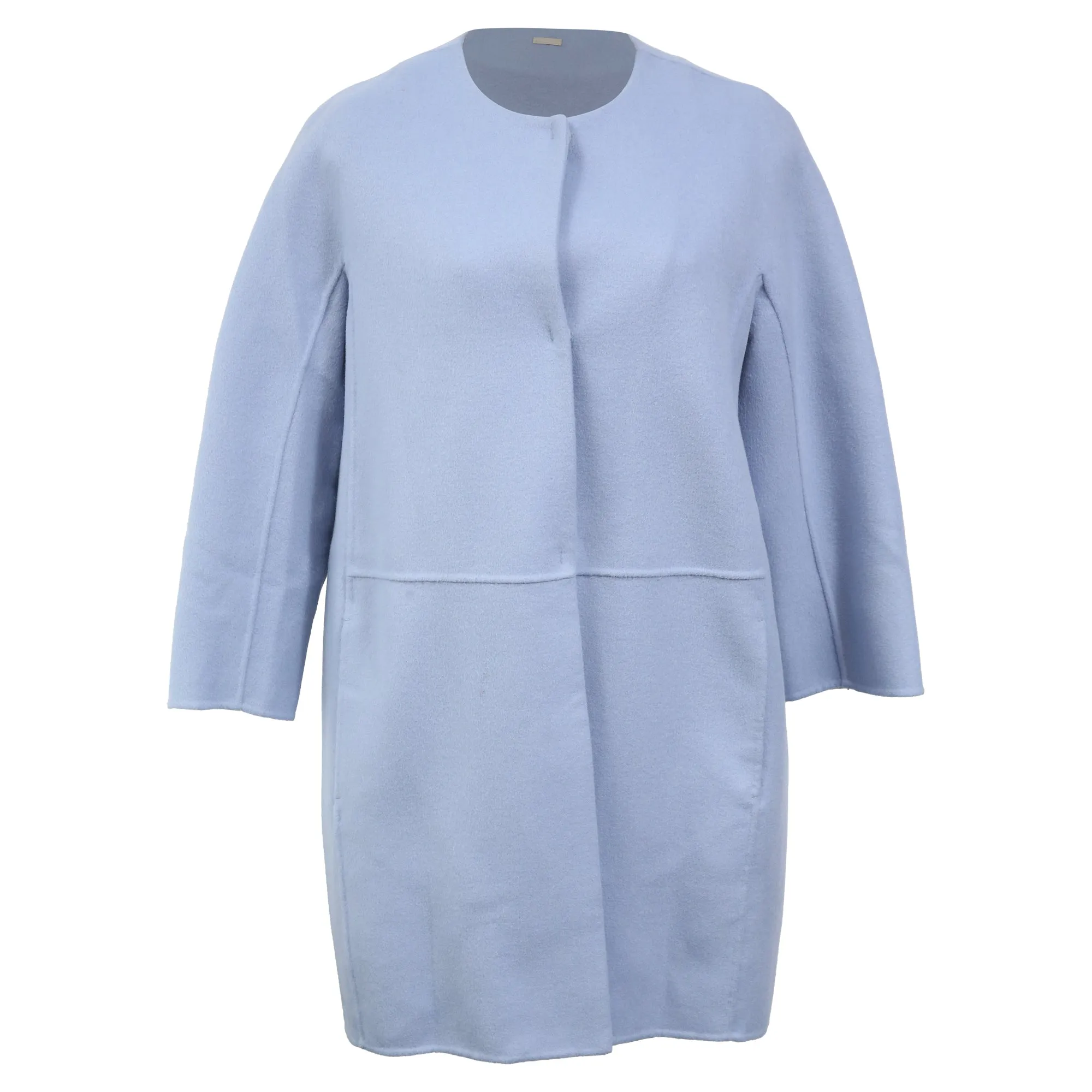 'S Max Mara Unito Angora Coat in Light Blue Virgin Wool