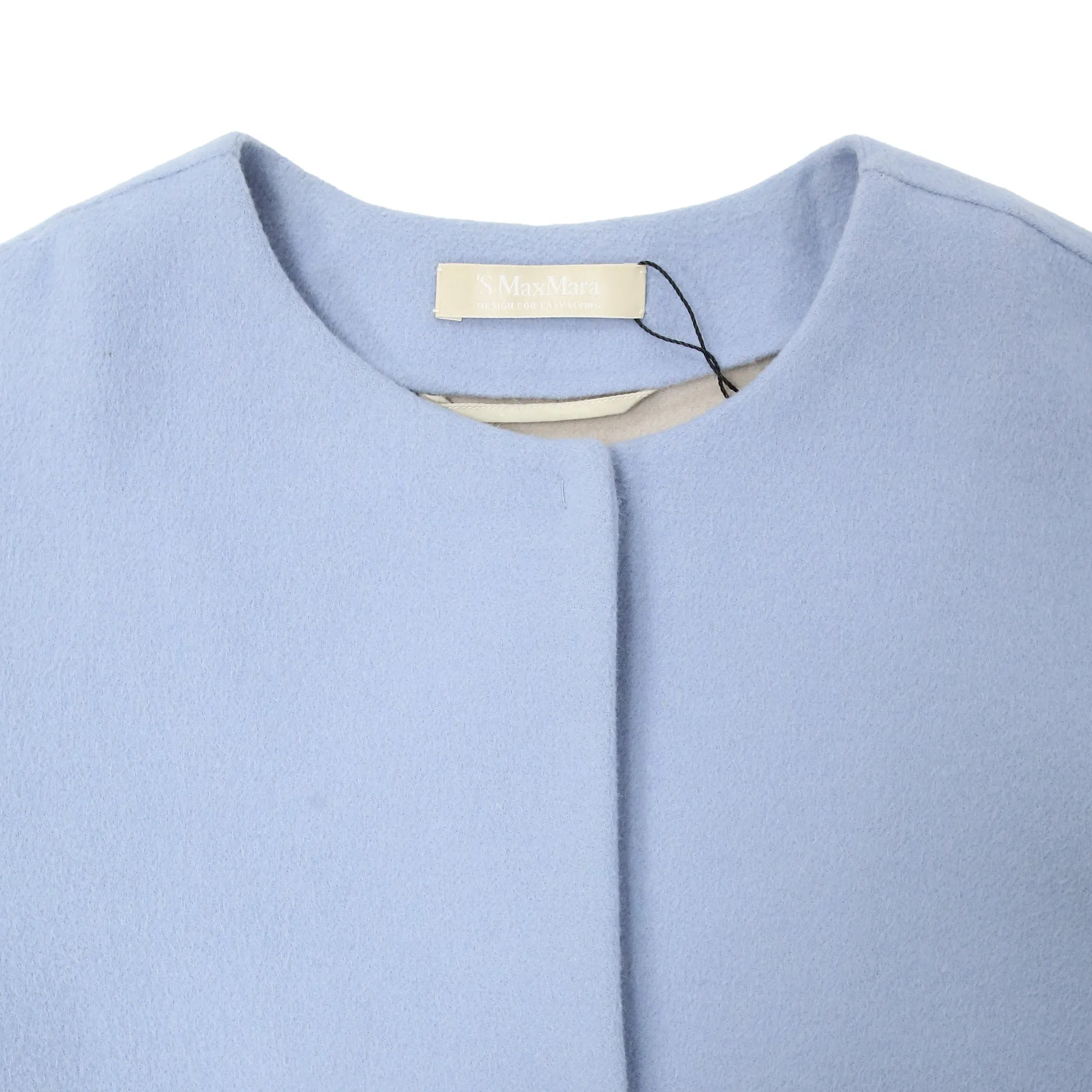 'S Max Mara Unito Angora Coat in Light Blue Virgin Wool