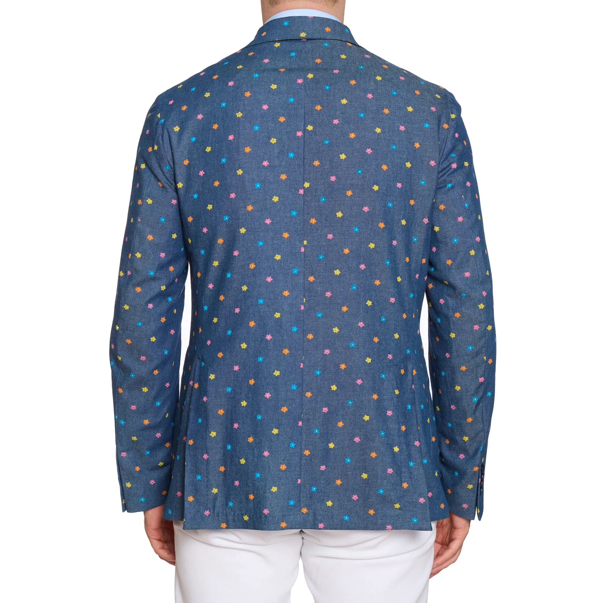 SARTORIA PARTENOPEA Blue Floral Denim Jacket Blazer EU 50 NEW US 40 Current Model