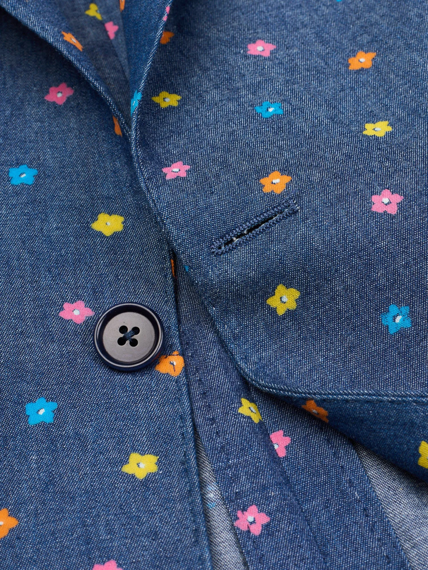 SARTORIA PARTENOPEA Blue Floral Denim Jacket Blazer EU 50 NEW US 40 Current Model