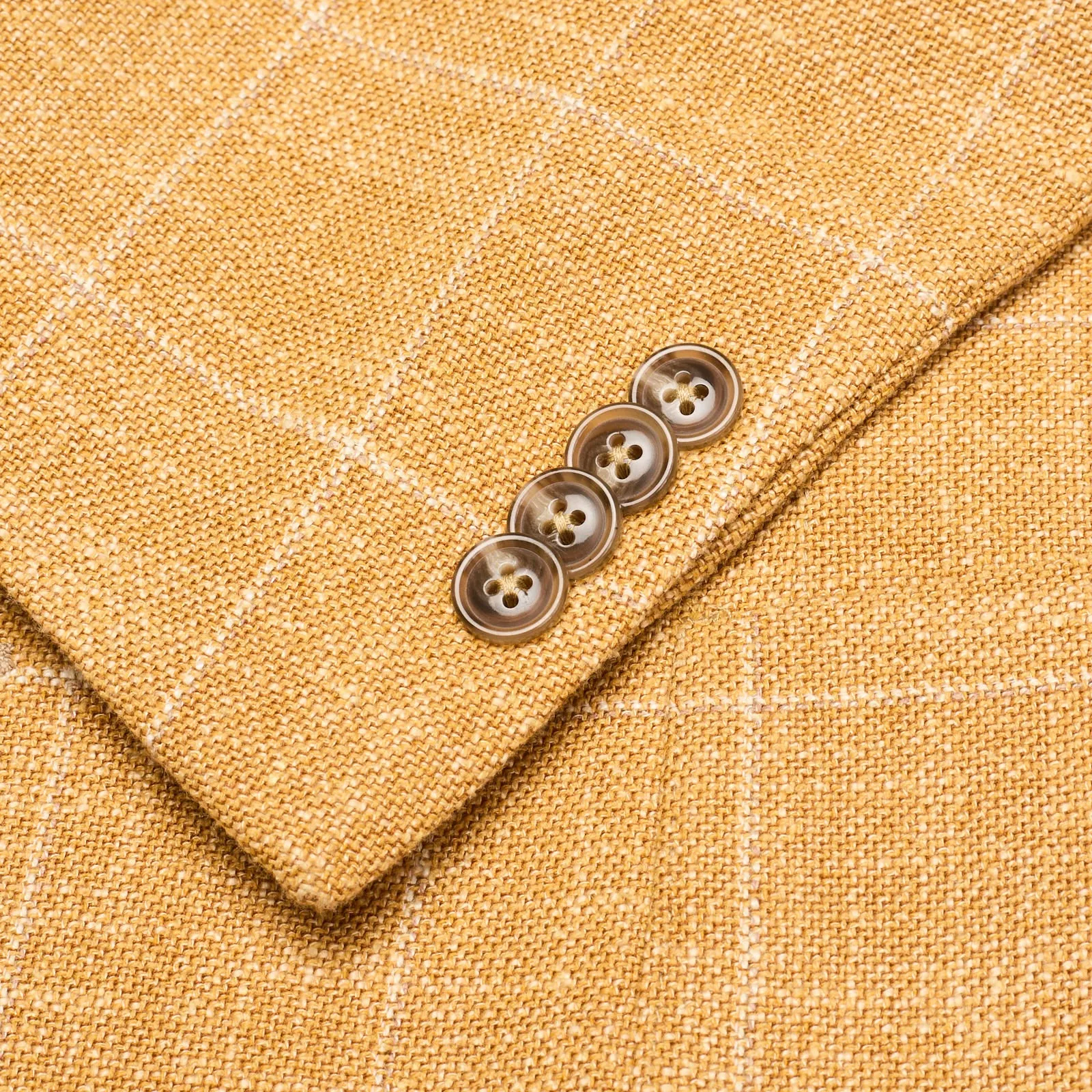 SARTORIA PARTENOPEA Mustard Windowpane Wool-Silk Jacket Blazer EU 50 NEW US 40 Current Model