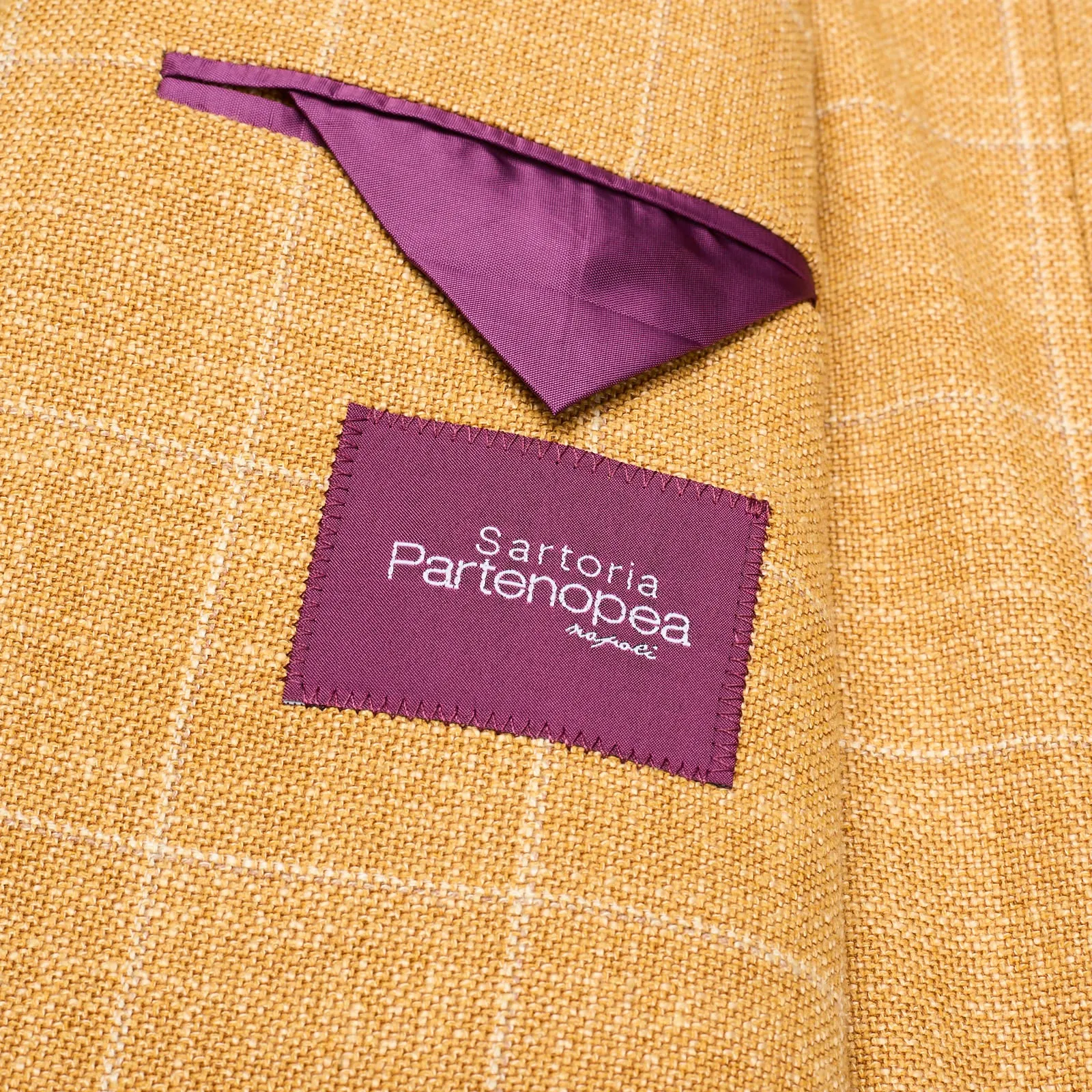 SARTORIA PARTENOPEA Mustard Windowpane Wool-Silk Jacket Blazer EU 50 NEW US 40 Current Model