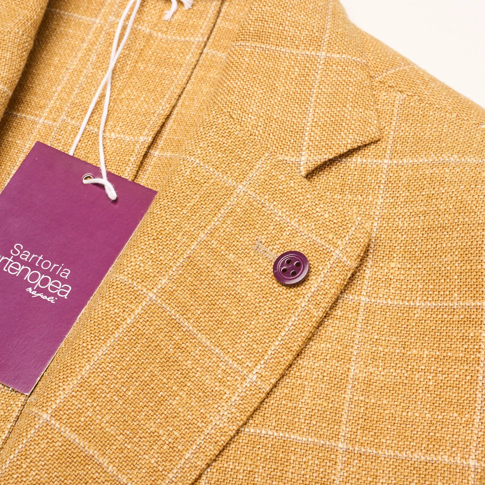 SARTORIA PARTENOPEA Mustard Windowpane Wool-Silk Jacket Blazer EU 50 NEW US 40 Current Model