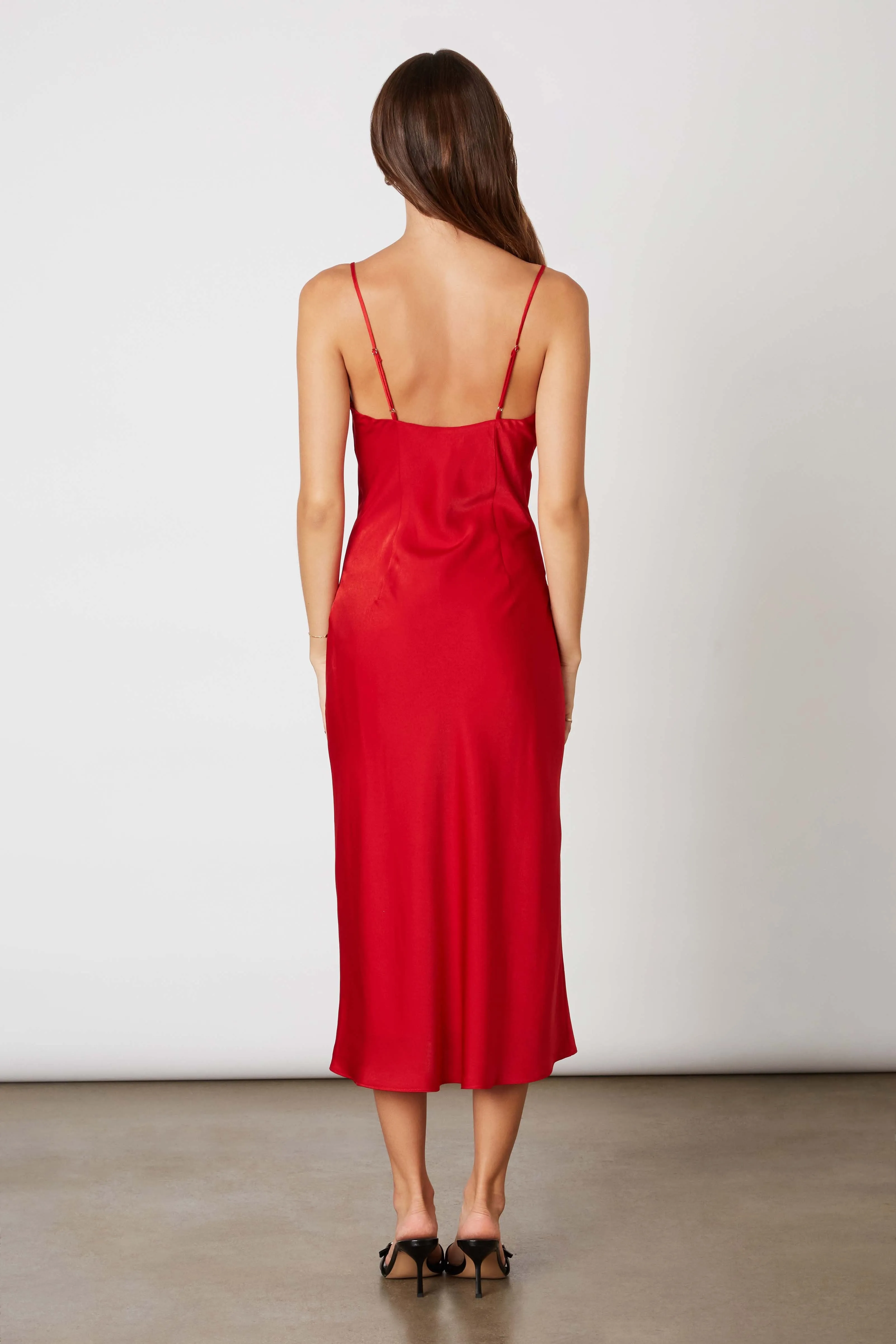 Satin Keyhole Midi Dress