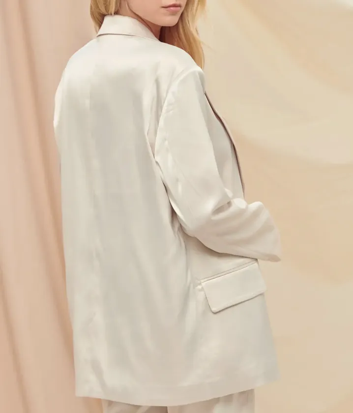Satin Padded Shoulder Blazer