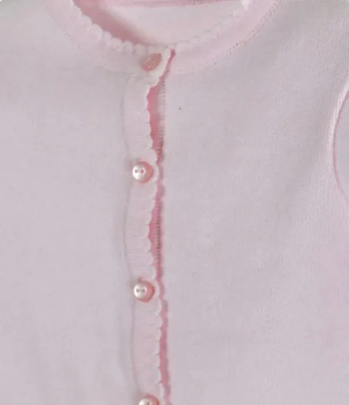 Scalloped Edge Cardigan Sweater - White or Pink
