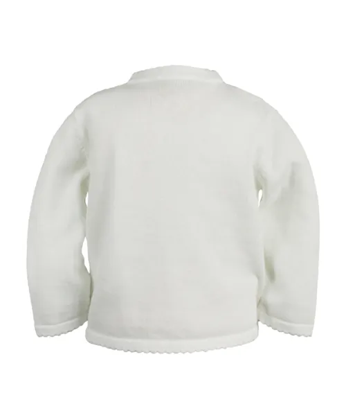 Scalloped Edge Cardigan Sweater - White or Pink