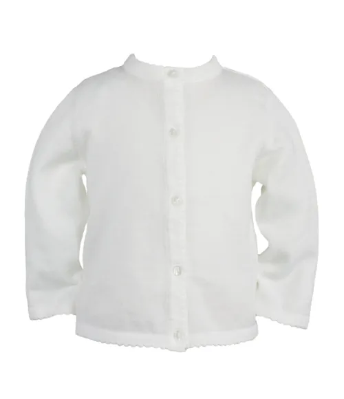 Scalloped Edge Cardigan Sweater - White or Pink