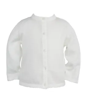 Scalloped Edge Cardigan Sweater - White or Pink