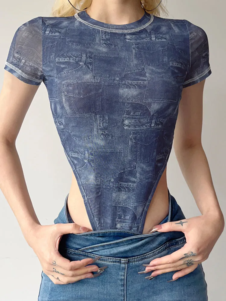 See-Through Slim High Waist Bodysuit